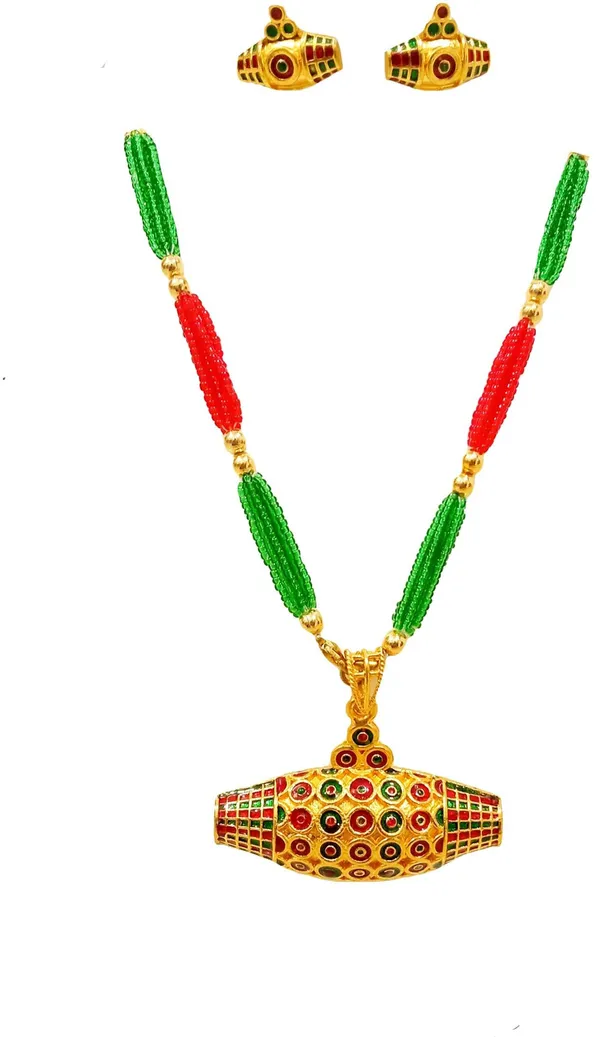 Assamese_Traditional_Red_Green_Dhul_Jewellery_Set_For_Women